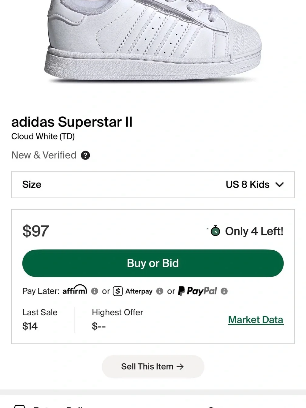 adidas Kids White Superstar Sneakers